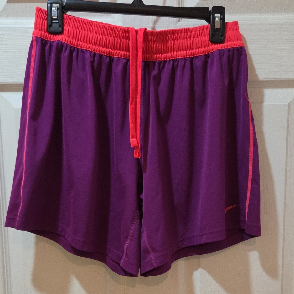 Nike Women’s Purple Athletic Shorts with Orange  Waistband Size Med